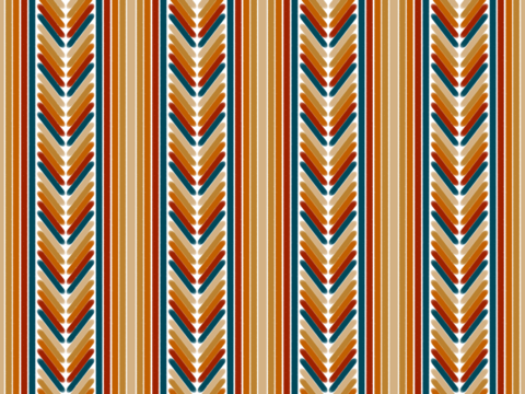 Vertical seamless pattern with geometric stripes and chevrons in a fall and earth color scheme.