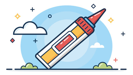 Fototapeta premium A colorful glue stick icon illustration in bright blue sky