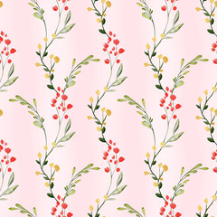 seamless background with berries and leaves