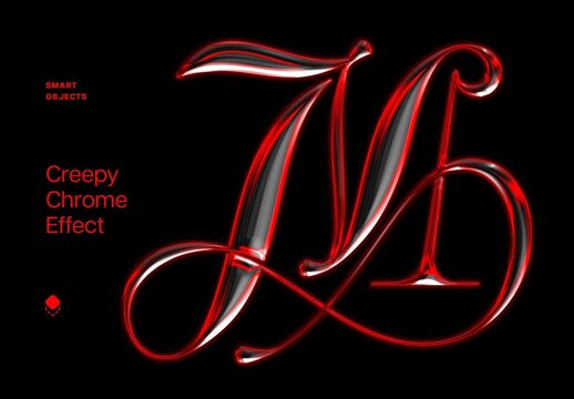 Creepy Chrome Text & Logo Effect Mockup