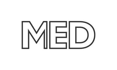 MED logo design template with strong and modern bold text. Initial based vector logotype featuring simple and minimal typography. Trendy company identity.