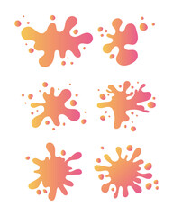 Orange gradient abstract liquid shapes collection, modern minimal fluid design elements isolated on white background.