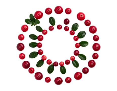Red Cranberry Fruit Duo Showing Cluster and Single Berry Composition — isolated on transparent background