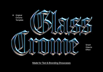 Gothic Glass Chrome Text Effect Mockup