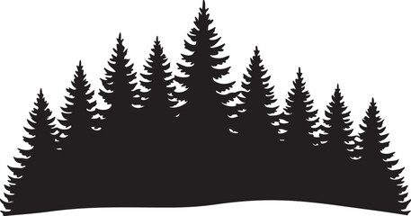 Obraz premium Silhouette of pine trees forest landscape in vector design for graphic.