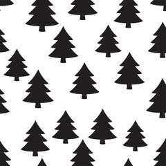 Obraz premium Seamless Pattern with Black Christmas Trees Festive Design.