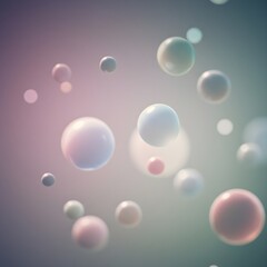 Floating Pastel Bubbles Abstract Background. Soft floating 3D bubbles in pastel tones suspended in gentle blur.