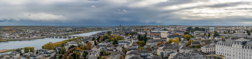 Blois, France - 10 27 2025: Panoramic view of the cityscape from top of the Basilica Our Lady of the Trinity