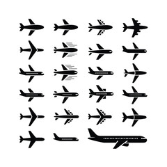 Collection of airplane icons for transportation concept