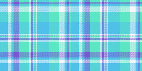 Diagonal pattern textile fabric, folklore seamless texture plaid. Twill vector background tartan check in cyan and teal colors.