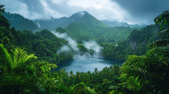 Dominica landscape lush rainforests and boiling lakes beautiful nature view