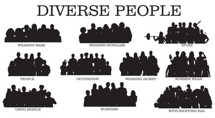 silhouette of people ,diversity ,multi ethnicity ,different ,multicultural ,professional, people , people business 