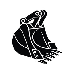 Excavator bucket silhouette, construction equipment