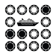 Cruise ship surrounded by casino chips illustration
