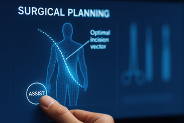 Surgical planning concept with machine learning improving precision across industries for better outcomes medical procedures and healthcare