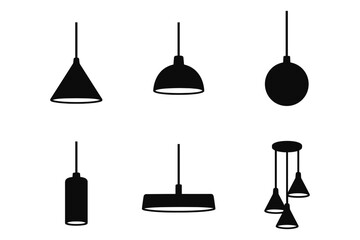 Naklejka premium Silhouette hanging lamps: modern minimalist ceiling lights collection