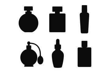 Obraz premium Set of six perfume bottle icons in silhouette style