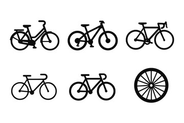 Minimalist bicycle icons: set of six classic and modern bike designs