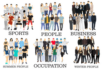 group of diverse people ,different occupation, business ,sport people ,diversity ,ethnicity, multinational 