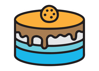 Delicious Layered Celebration Cake with Cookie Topping Vector Illustration
