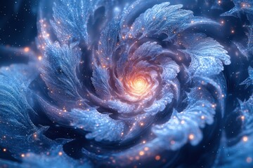 Blue flower with glowing center.