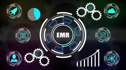 EMR technology and healthcare innovation for digital medical records, patient data management, workflow optimization, secure integration, teamwork collaboration and clinical efficiency - Powered by Adobe