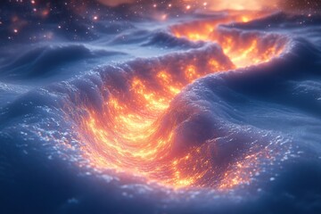 Large explosion of fire and water.