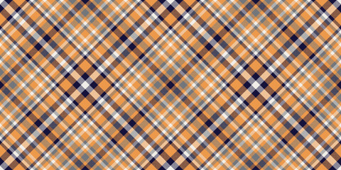 Covering background texture textile, feminine pattern plaid seamless. Furniture tartan check fabric vector in orange and white colors.