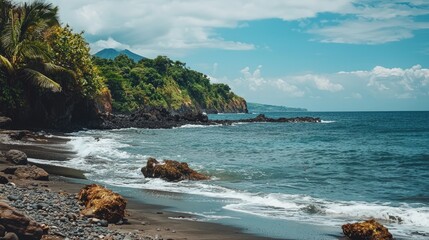 El Salvador landscape volcanoes and Pacific coastline beautiful nature view