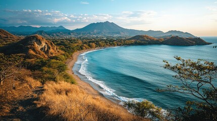 El Salvador landscape volcanoes and Pacific coastline beautiful nature view