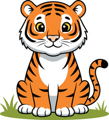 Cute Bengal Tiger — Endemic Wildlife of Bangladesh - Flat Vector Illustration