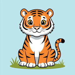 Cute Bengal Tiger — Endemic Wildlife of Bangladesh | Flat Vector Illustration
