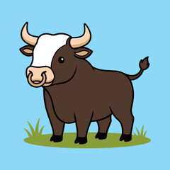 Cute Spain Bull — Endemic Wildlife of Spain | Flat Vector Illustration