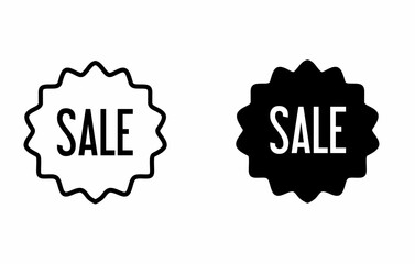 Sale icon outline and solid version isolated on white background
