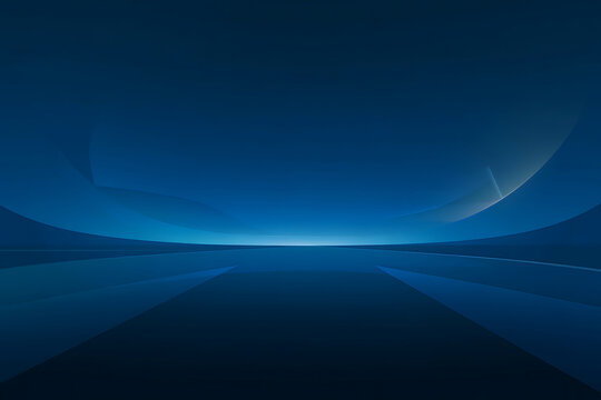 Abstract Blue Horizon with Subtle Light Rays and Geometric Shapes - Powered by Adobe