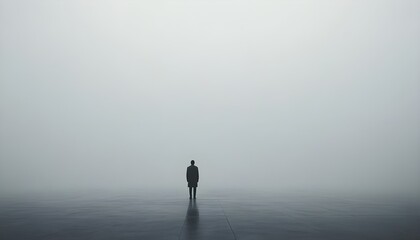 Loneliness and Isolation – Surreal Conceptual Image of a Person in Empty Space.