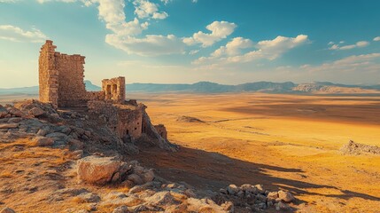 Syria landscape ancient ruins and arid plains beautiful nature view