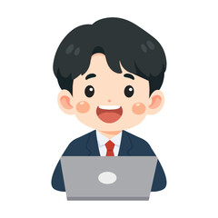 Illustration of a Man in a Suit Working