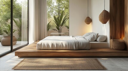 Minimalist Bedroom Design With Smart Lighting and Natural Light in a Smart Home Environment