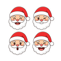 Santa Claus Emoji Set — Cute Flat Vector