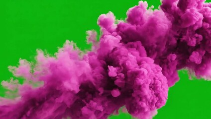 A thick cloud of pink smoke or ink moving across the screen on a green screen for a colorful transition effect.
 - Powered by Adobe