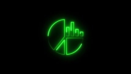 Neon green glowing pie chart with bar graph elements abstract background data analysis finance growth statistics - Powered by Adobe