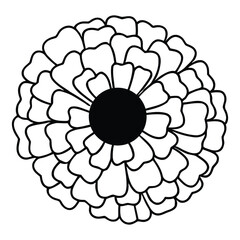 Compact Blooming Flower Outline with Solid Dark Circular Middle