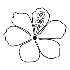 Top View Hibiscus Flower Outline Simple Vector Drawing Illustration