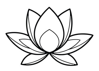 Layered Petal Lotus Flower Outline Artistic Botanical Blossom Illustration Design