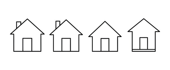 Set of Simple Home Outline Icons Basic Residential House Symbols