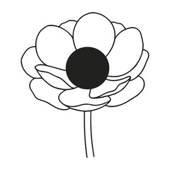 Beautifully Rendered Flower with Overlapping Petals and a Strong Central Black Disc