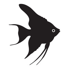 Obraz premium Modern Angelfish Aquatic Creature Silhouette Icon for Logo and Design