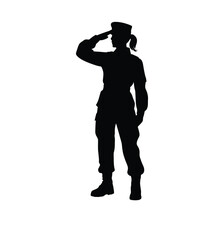 Scalable vector silhouette illustration of a female soldier saluting for eps file downloads vector