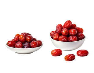 Healthy Red Dates Collection in Different Bowl Styles — isolated on transparent background